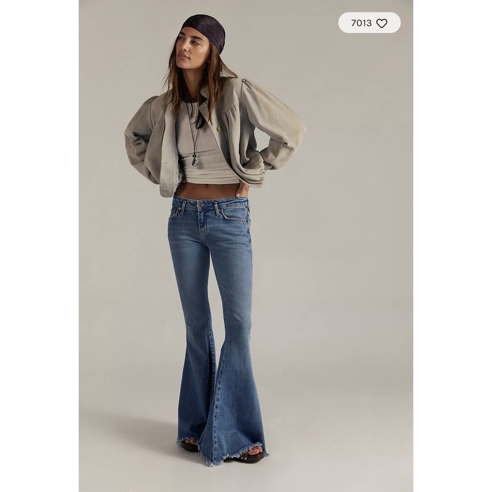 We The Free Emre Low Rise Flare Jeans Poppy Blue NWT Women's Size 28 Y2K 70s